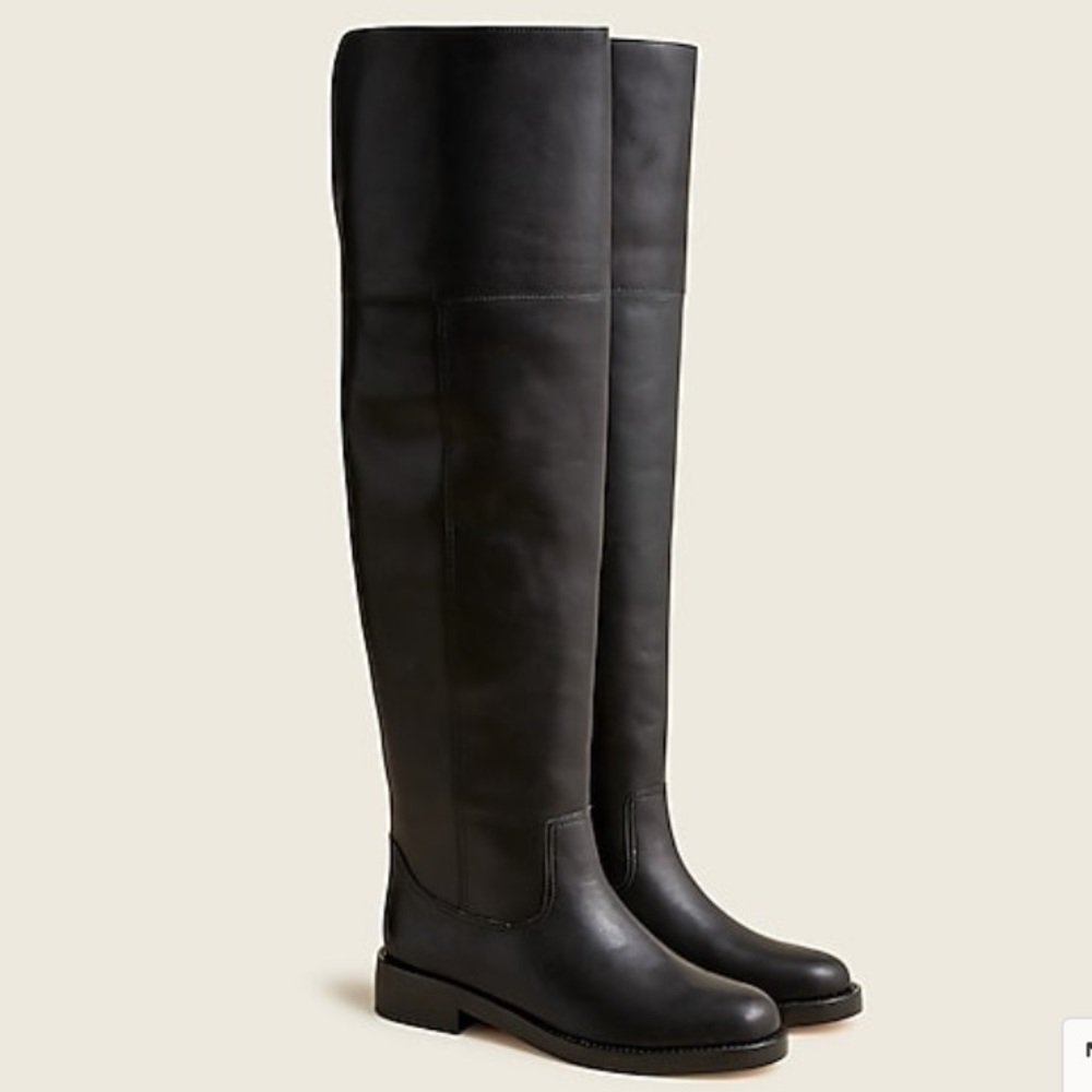 Leather over-the-knee riding boots